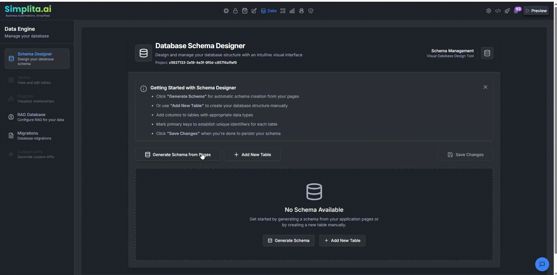 Database Engine interface showing table view with contact data and management tools